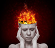 concept, an idea.  head of woman with a flame of fire