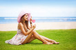 Young caucasian woman with lollipop