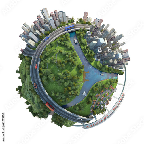Illustration: isolated concept of miniature globe isolated concept of miniature globe