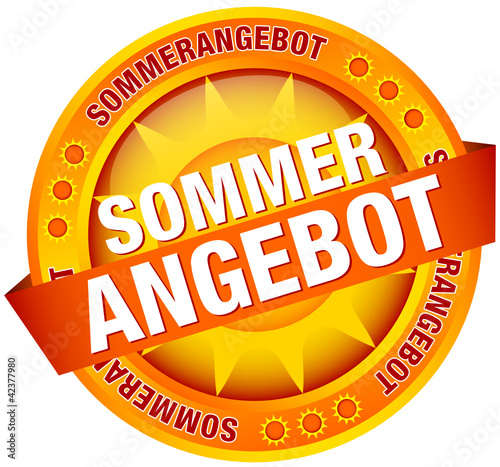 Vektor: Button Banner Sonne "Sommerangebot" gelb/orange Button Banner Sonne "Sommerangebot" gelb/orange