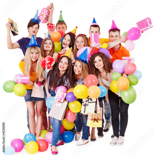 Foto: Group people with balloon on party. Group people with balloon on party.