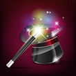 Glossy magic hat and wand - vector file