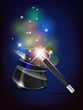 Glossy magic hat and wand - vector file