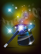 Glossy magic hat and wand - vector file
