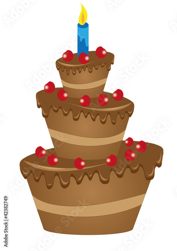 Vettoriale: vector drawing of a large chocolate cake with cherries vector drawing of a large chocolate cake with cherries