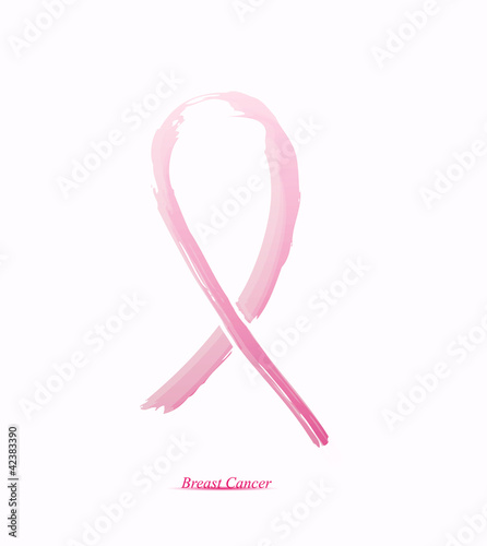 Vector: Pink ribbon on her chest to support breast cancer cause or AIDS. Pink ribbon on her chest to support breast cancer cause or AIDS.