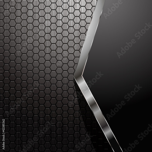Vector: Metallic backdrop with hexagon grid and copyspace - eps8 Metallic backdrop with hexagon grid and copyspace - eps8