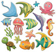 Vektor: Sea Animals Collection Sea Animals Collection