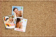 board with holiday photos of happy joying people