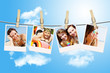 photos of holiday people hanging on clothesline
