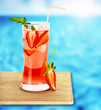 Strawberry juice on the poolside