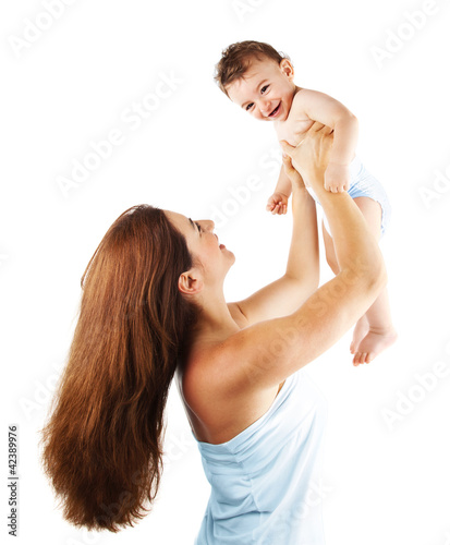 Photo: Mother playing with baby boy Mother playing with baby boy