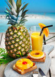 canvas print picture - Pineapple rings with melted cheese on ham