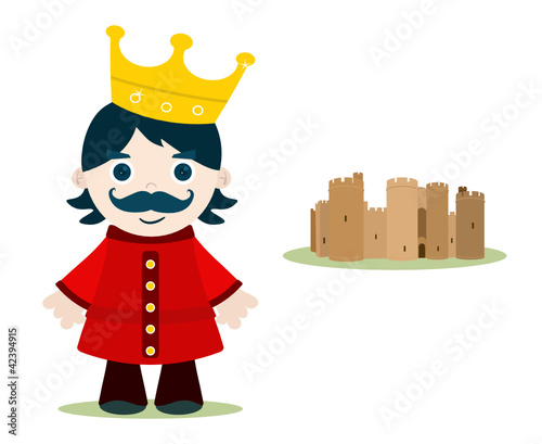 Vettoriale: kid king character and castle kid king character and castle