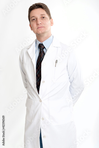 Photo: Serious man on tie and lab coat Serious man on tie and lab coat