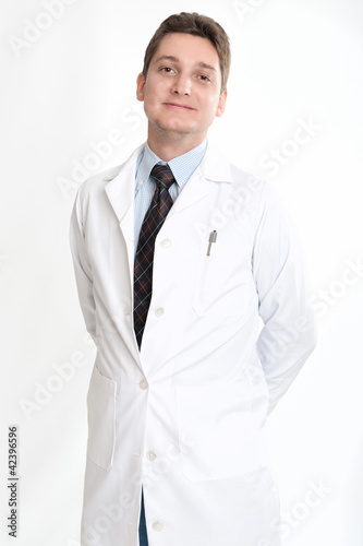 Photo: Smiling man on tie and lab coat Smiling man on tie and lab coat