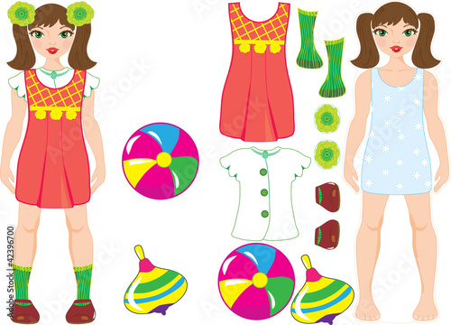 Vektor: Paper doll with clothes vector mosaic Paper doll with clothes vector mosaic