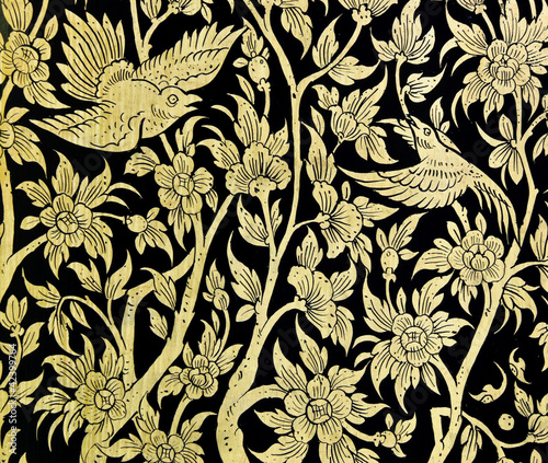 Photo: Ancient floral art in traditional Thai style Ancient floral art in traditional Thai style