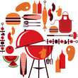 set of bbq objects, vector illustration