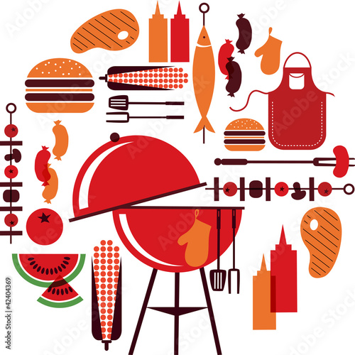 Vector: set of bbq objects, vector illustration set of bbq objects, vector illustration