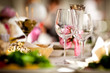 Empty glasses set in restaurant