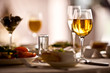 Glasses set with drinks in restaurant