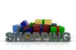 Schriftzug Shopping-Pakete