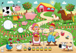 Farm Family. Funny cartoon and vector illustration.