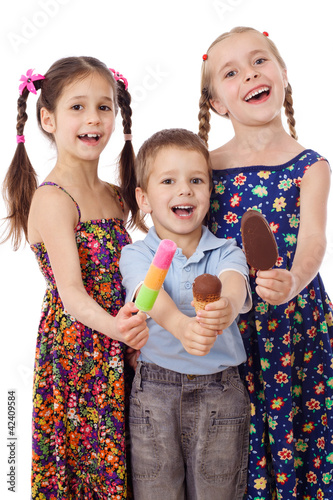 Photo: Three kids with ice cream Three kids with ice cream