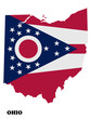 Ohio map with flag isolated on white background