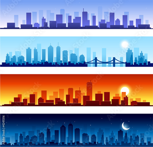 Vektor: Set of city skylines background Set of city skylines background