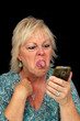 Mature Blonde Woman with Cell Phone (9)
