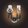 Vector metal figure  with gearwheels