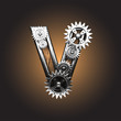 Vector metal figure  with gearwheels