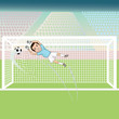 illustration of a goal keeper failed saving.