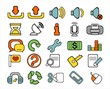 40 doodle web icons on white background