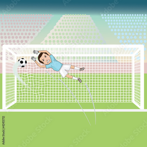 Vector: illustration of a goal keeper failed saving. illustration of a goal keeper failed saving.