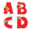 red strawberry alphabet. Letter A, B, C, D