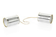 Tin can phone on white, clipping path included