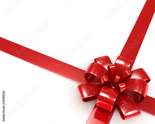 Illustration: Red Bow with Ribbon - 3d render Red Bow with Ribbon - 3d render