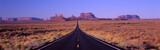 Photo: This is Route 163 that runs through the Navajo Indian Reservation. The road runs up the middle and gets smaller into infinity. The red rocks of Monument Valley are in the background. The scrub plants of the desert are on either side of the road. This is Route 163 that runs through the Navajo Indian Reservation. The road runs up the middle and gets smaller into infinity. The red rocks of Monument Valley are in the background. The scrub plants of the desert are on either side of the road.