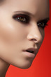 Close-up portrait of beautiful young woman model