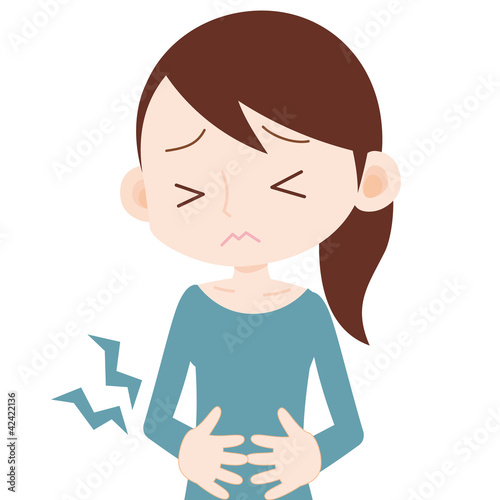 Illustration: 女性 上半身 腹痛 女性 上半身 腹痛