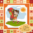 Traveling tourist girl with backpack