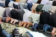 Muslims praying together at Holy mosque