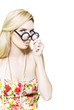 Stereotypical nerd in glasses