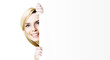Foto: Smiling Business Woman Showing Blank Card Smiling Business Woman Showing Blank Card