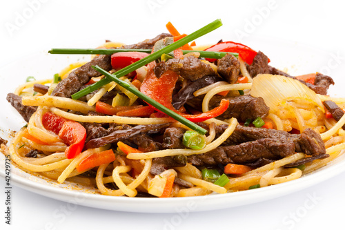 Photo: Pasta with meat and vegetables Pasta with meat and vegetables