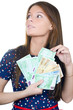 Foto: The beautiful girl with euro banknotes The beautiful girl with euro banknotes