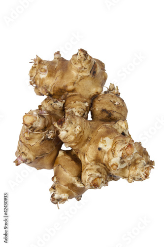 Photo: Jerusalem artichoke on white background Jerusalem artichoke on white background